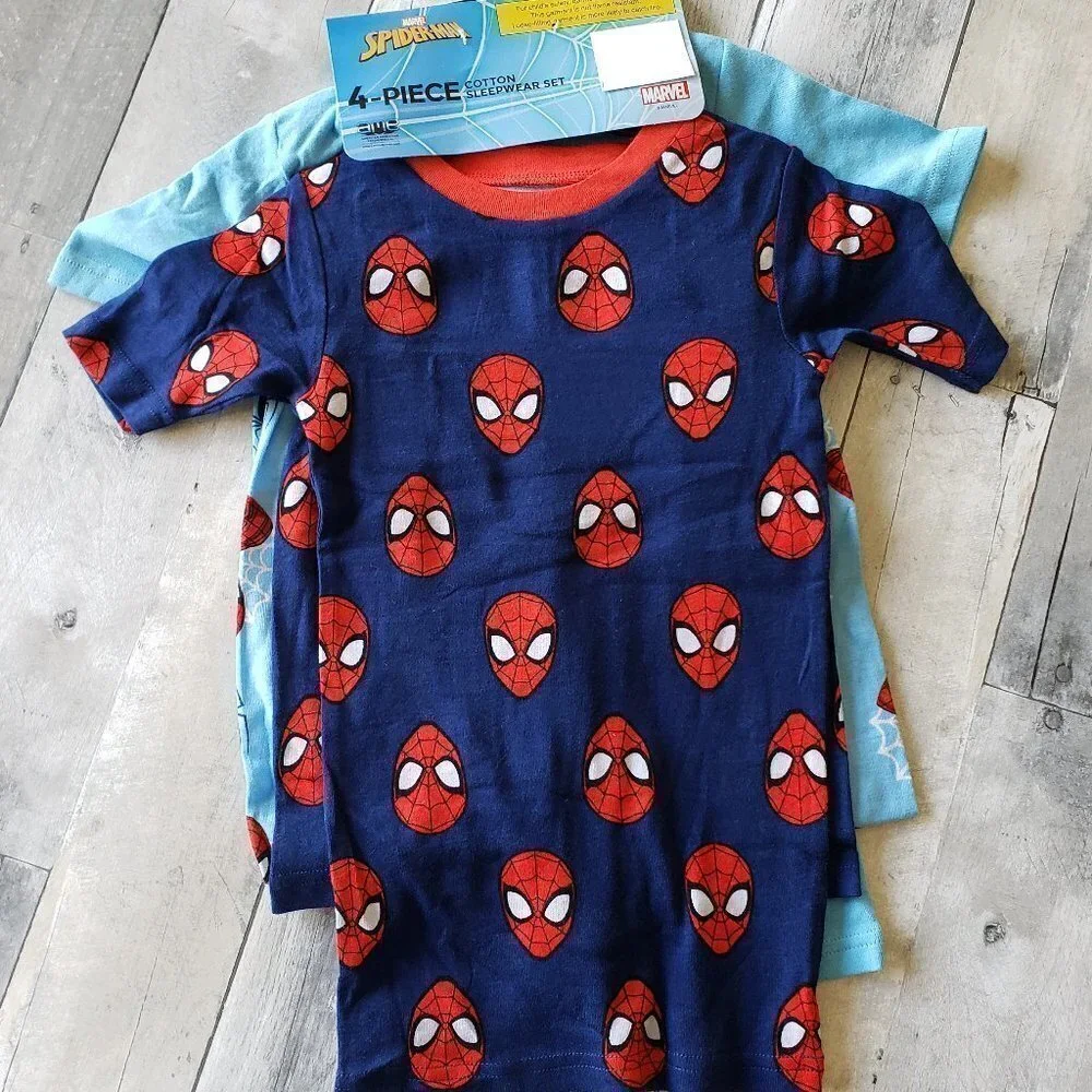 NWT - Spiderman Kids' 4-piece Cotton Pajamas - Size 2T
